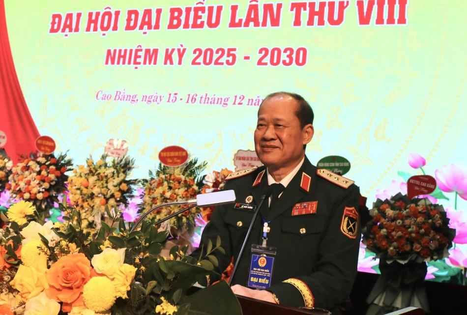 Thượng tướng Bế Xuân Trường, nguyên Ủy viên Ban chấp hành trung ương Đảng, nguyên Thứ trưởng Bộ Quốc phòng, Phó Chủ tịch Ủy ban Trung ương MTTQ Việt Nam, Chủ tịch Hội CCB Việt Nam phát biểu chỉ đạo Đại hội.