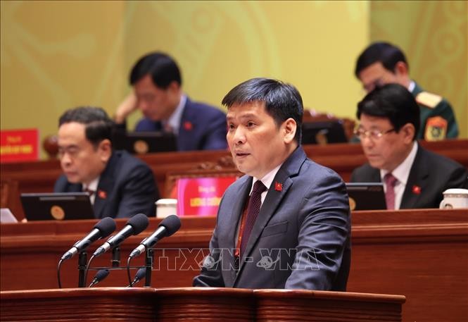 Đồng ch&iacute; Nguyễn Thanh B&igrave;nh, Ph&oacute; Trưởng Ban Tổ chức Trung ương, tham luận về vấn đề &ldquo;X&acirc;y dựng, ho&agrave;n thiện tổ chức bộ m&aacute;y của hệ thống ch&iacute;nh trị đ&aacute;p ứng y&ecirc;u cầu ph&aacute;t triển đất nước trong kỷ nguy&ecirc;n mới&rdquo;.