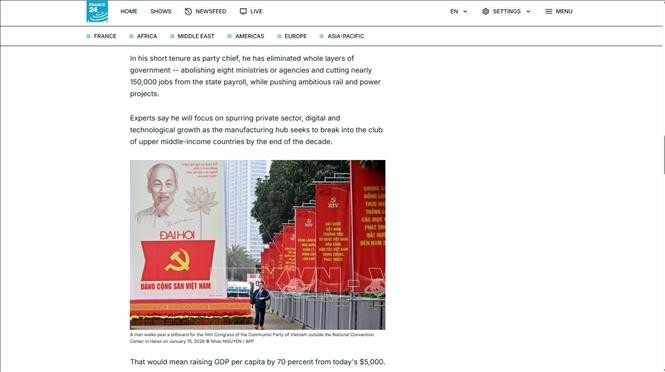 B&agrave;i viết đăng tải tr&ecirc;n trang https://www.france24.com ng&agrave;y 16/1.