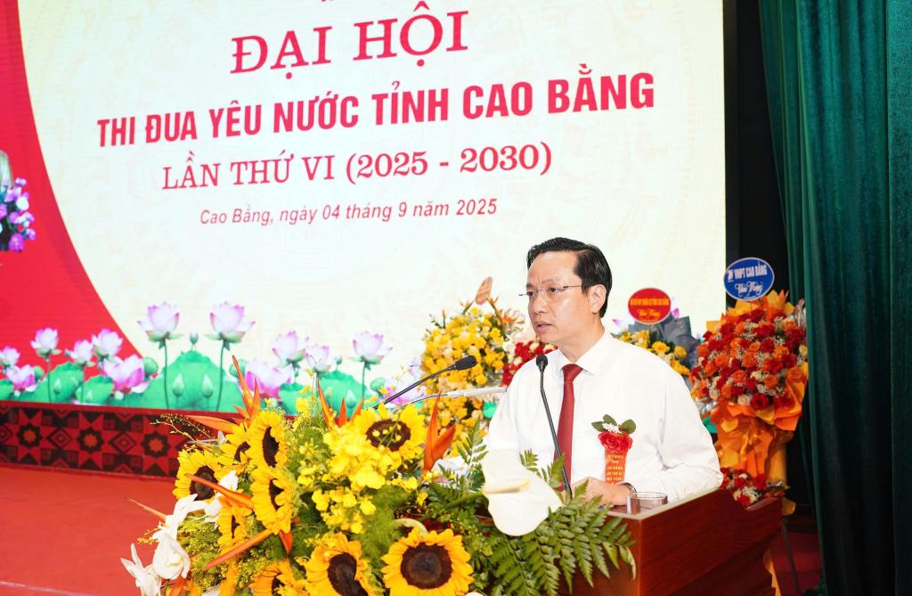 Đồng chí Lê Hải Hoà, Phó bí thư tỉnh ủy, Chủ tịch UBND tỉnh, Chủ tịch Hội đồng Thi đua - Khen thưởng tỉnh phát biểu khai mạc Đại hội.