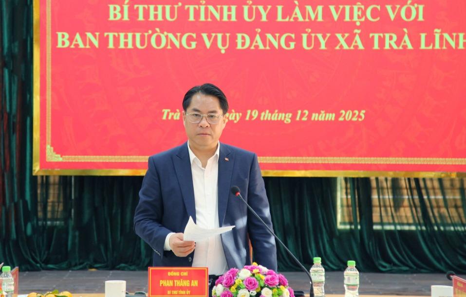 Bí thư Tỉnh ủy Phan Thăng An kết luận buổi làm việc.