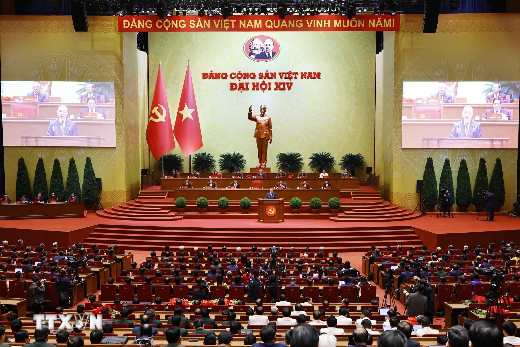 Phi&ecirc;n bế mạc Đại hội XIV của Đảng. (Ảnh: TTXVN)