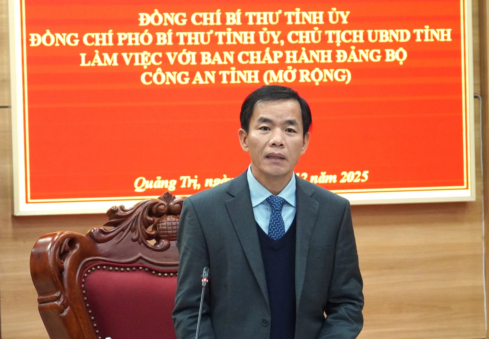 Đồng chí Nguyễn Văn Phương, Bí thư Tỉnh ủy lưu ý một số nhiệm vụ trong thời gian tới - Ảnh: QV