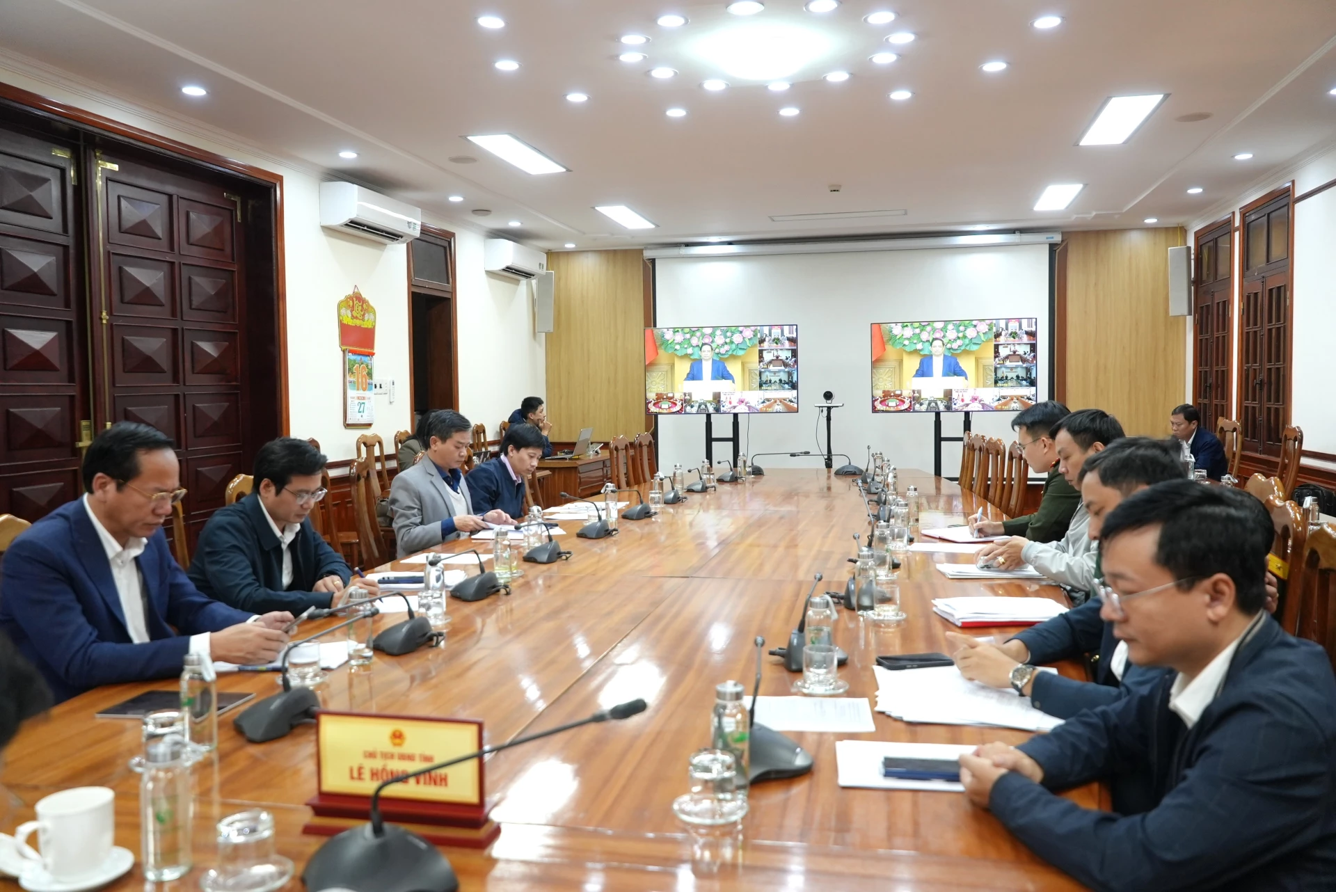 Quang cảnh cuộc họp tại điểm cầu tỉnh Quảng Trị - Ảnh: Trung Đức