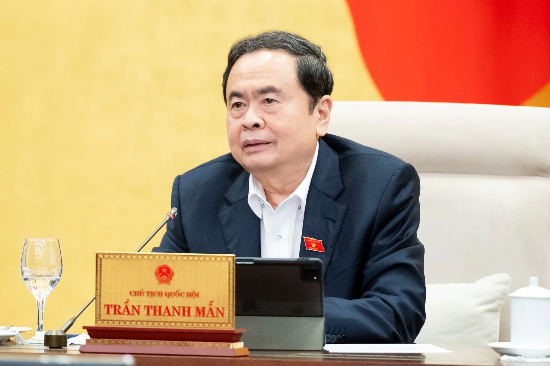 Chủ tịch Quốc hội Trần Thanh Mẫn phát biểu tại phiên họp.