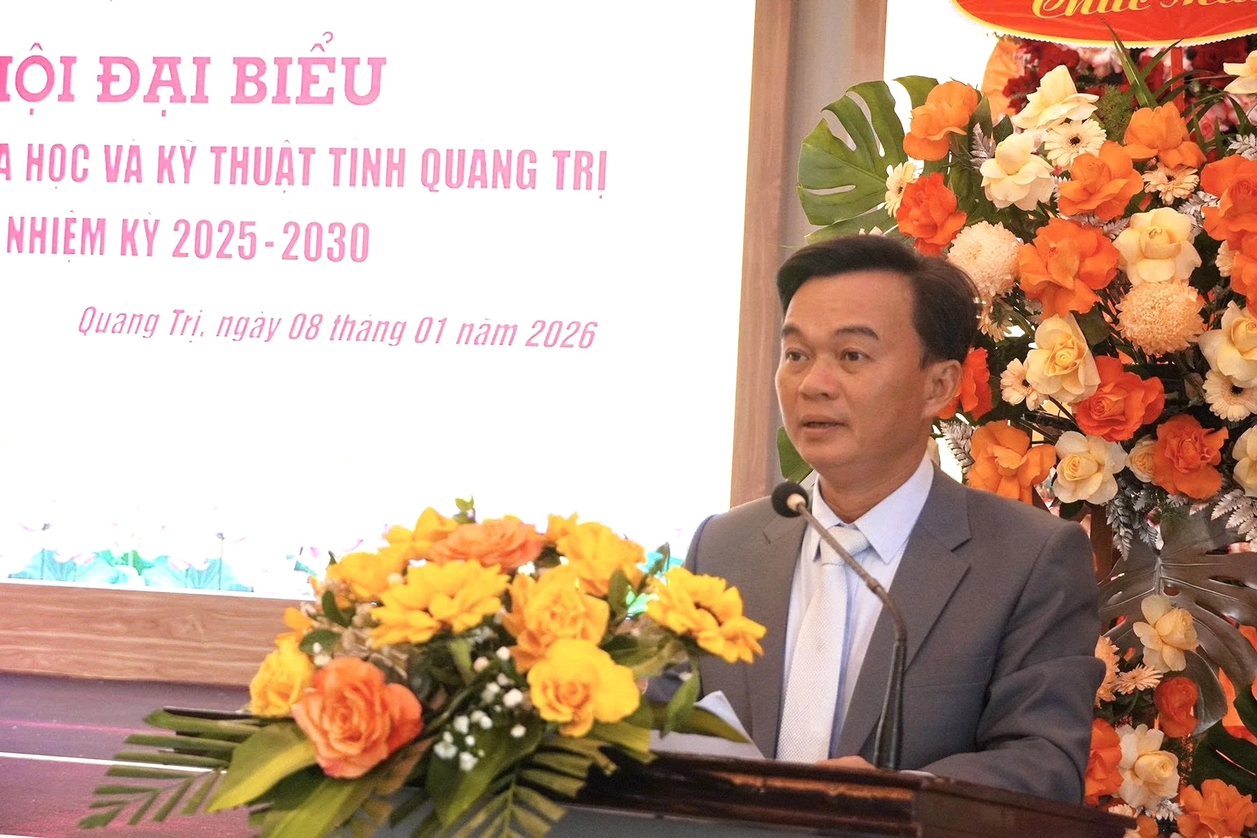 Đồng ch&iacute; Nguyễn Chiến Thắng - Ph&oacute; B&iacute; thư Tỉnh ủy, Chủ tịch Ủy ban MTTQ Việt Nam tỉnh ph&aacute;t biểu chỉ đạo tại đại hội - Ảnh: NL