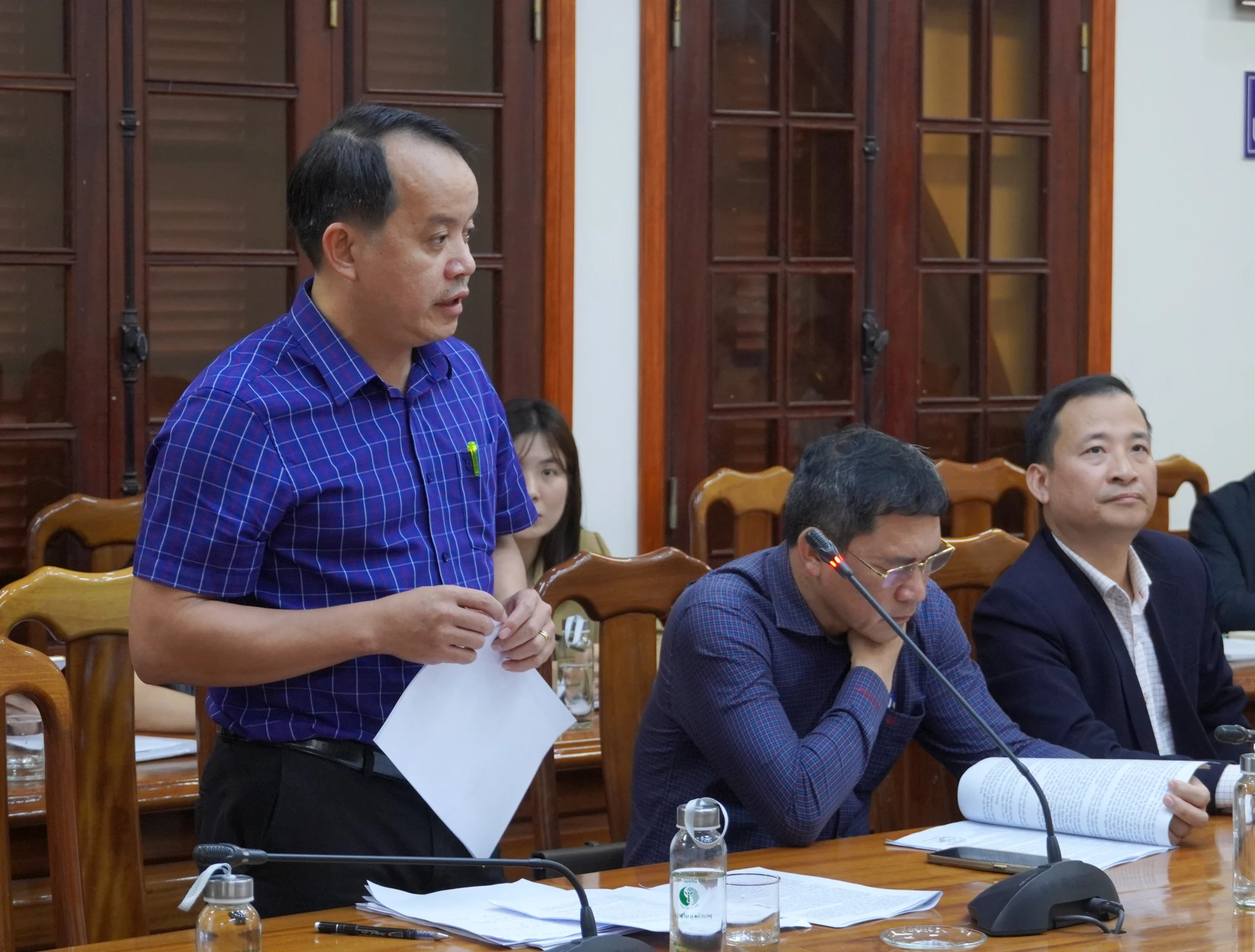 Đại diện lãnh đạo Sở Tài chính phát biểu tại buổi làm việc - Ảnh: N.H