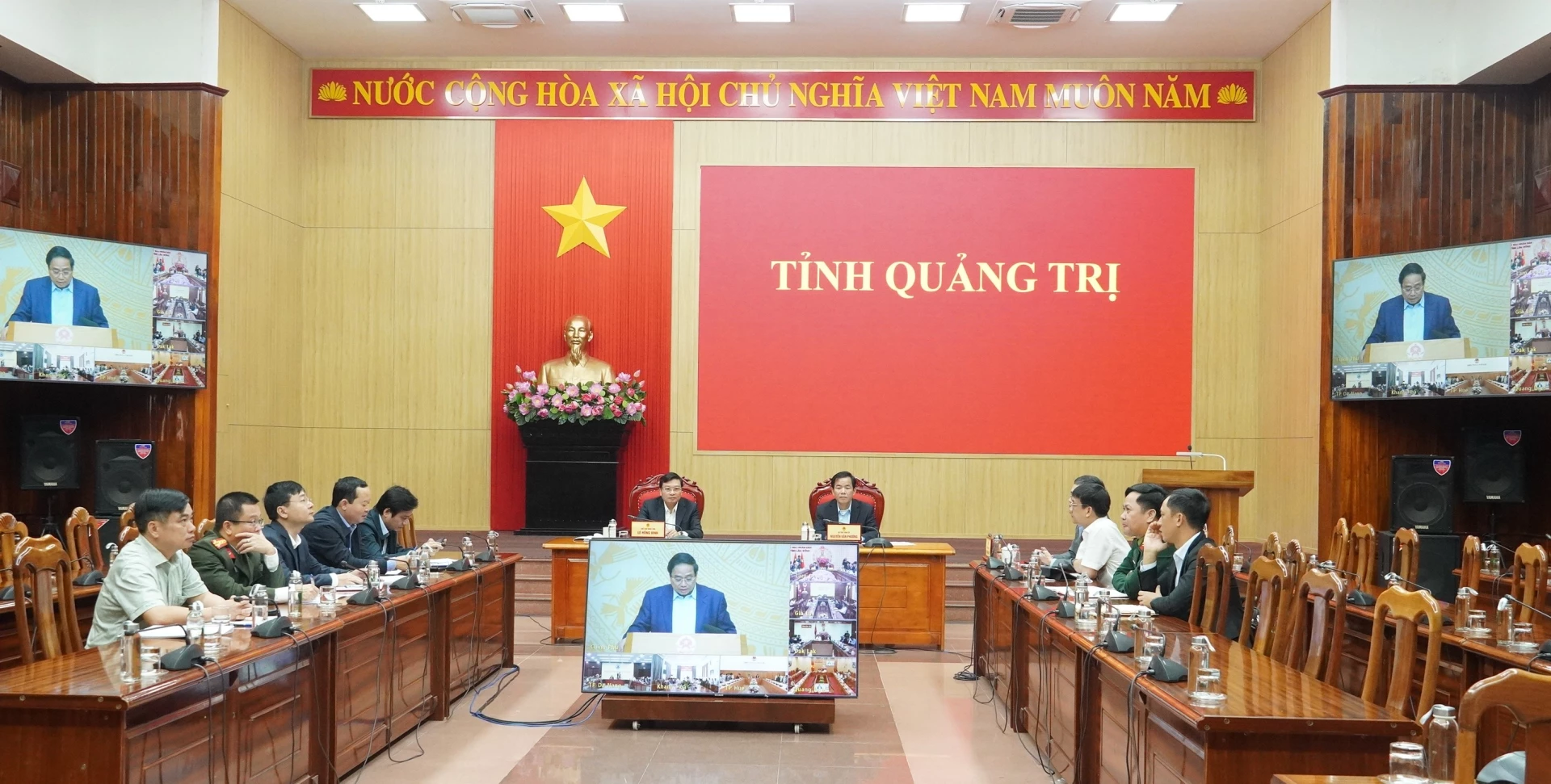 Quang cảnh hội nghị tại điểm cầu Quảng Trị - Ảnh: QV