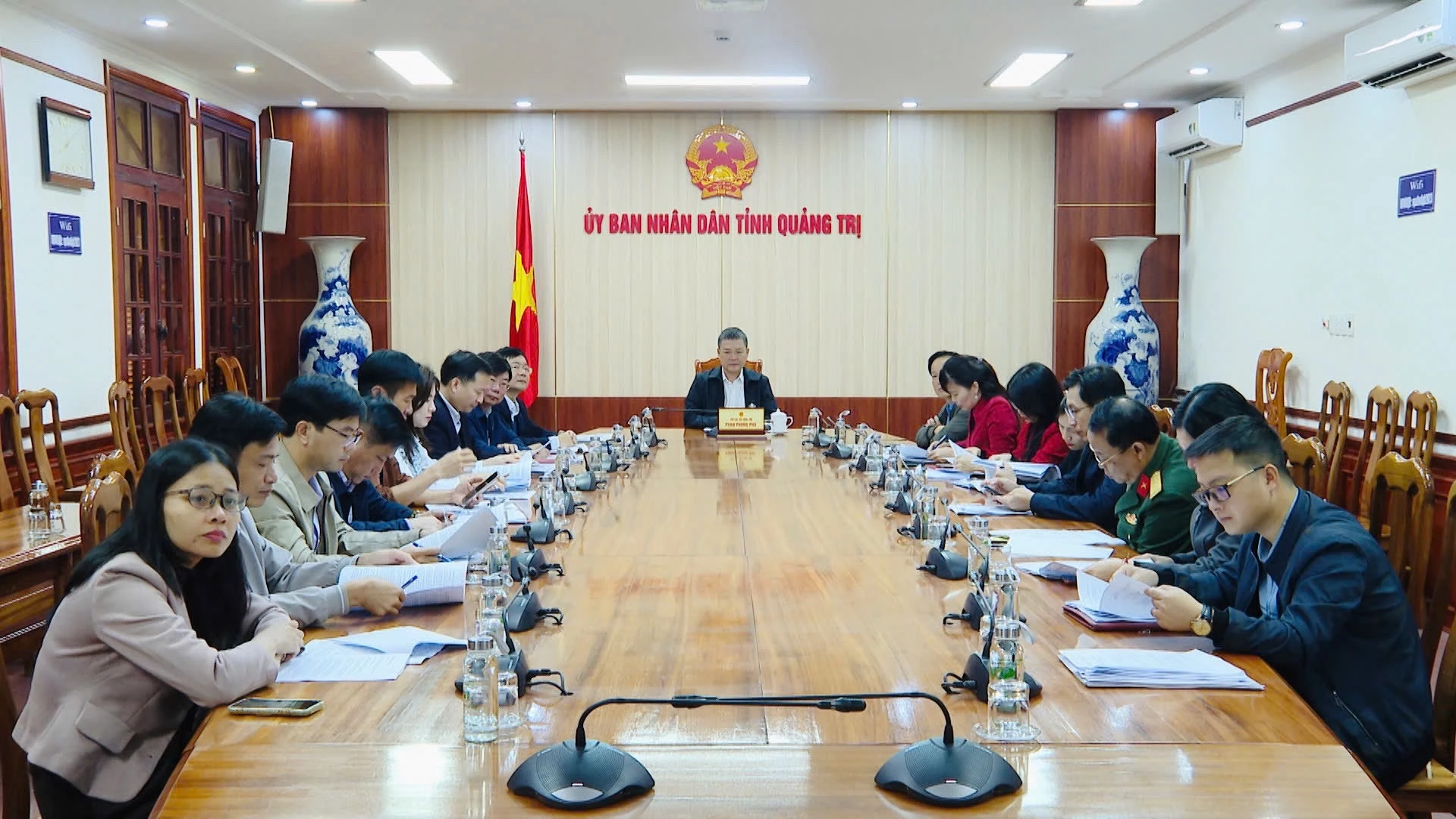 Quang cảnh phi&ecirc;n họp tại điểm cầu Quảng Trị - Ảnh: NL