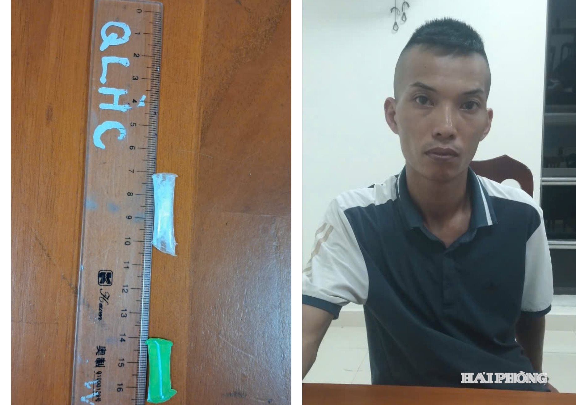 Đối tượng Phạm Văn Hiếu và tang vật vụ án tại cơ quan điều tra