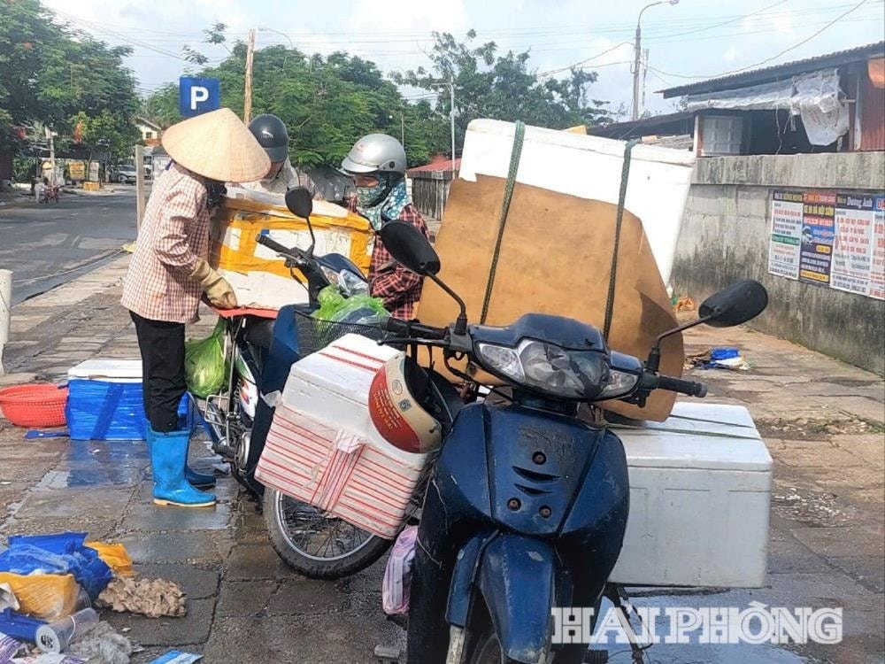 Ngư dân Hải Phòng cung cấp thủy sản cho thương lái