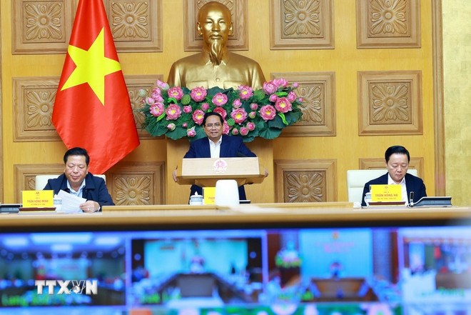 Thủ tướng Phạm Minh Chính chủ trì Phiên họp thứ 4 của Ban Chỉ đạo Trung ương về chính sách nhà ở và thị trường bất động sản. (Ảnh: TTXVN)