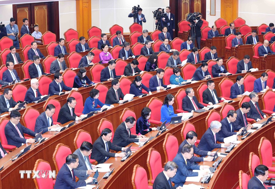 C&aacute;c đại biểu dự khai mạc Hội nghị lần thứ 15 Ban Chấp h&agrave;nh Trung ương Đảng kh&oacute;a XIII. (Ảnh: TTXVN)