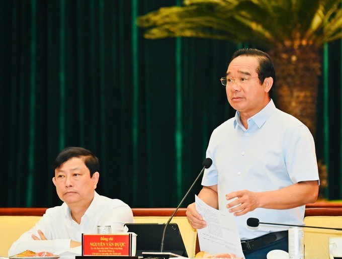 Chủ tịch UBND TPHCM Nguyễn Văn Được ph&aacute;t biểu. (Ảnh: SGGP)