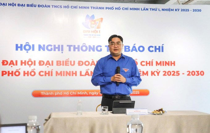 B&iacute; thư Th&agrave;nh Đo&agrave;n TPHCM Ng&ocirc; Minh Hải th&ocirc;ng tin đến b&aacute;o ch&iacute;. (Ảnh: SGGP)