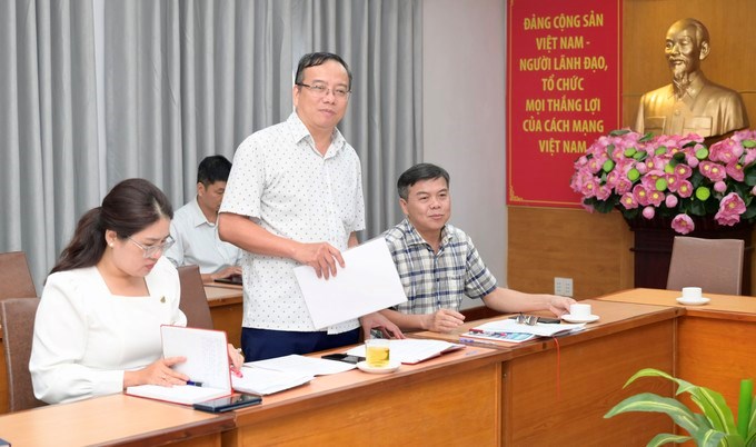 Đồng chí Nguyễn Minh Hải, Trưởng Phòng Tuyên truyền, Báo chí - Xuất bản (Ban Tuyên giáo và Dân vận Thành ủy TPHCM) phát biểu. (Ảnh SGGP)