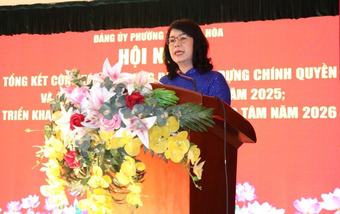 Đồng ch&iacute; Trương L&ecirc; Mỹ Ngọc ph&aacute;t biểu tại hội nghị