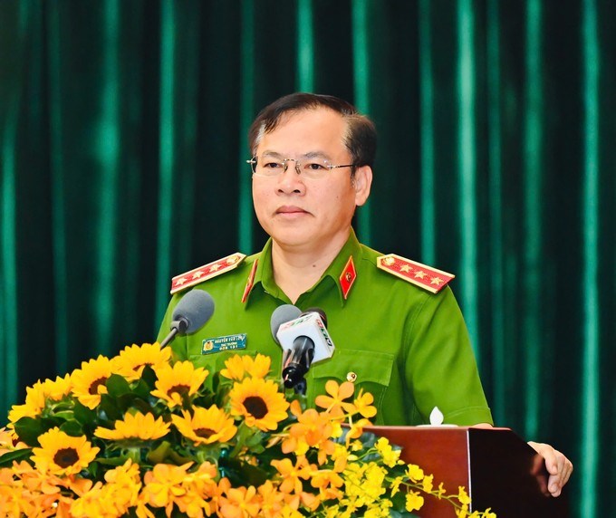 Thượng tướng Nguyễn Văn Long, Thứ trưởng Bộ C&ocirc;ng an ph&aacute;t biểu. (Ảnh: SGGP)