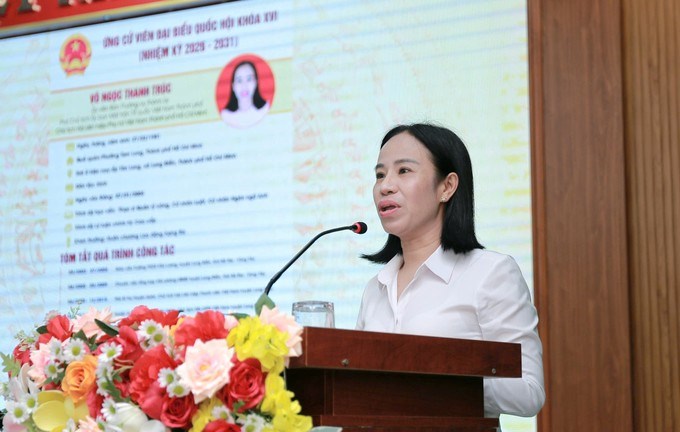 Đồng chí Võ Ngọc Thanh Trúc trình bày chương trình hành động trước cử tri