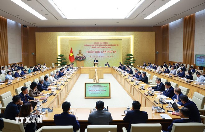 Phi&ecirc;n họp lần thứ ba của Ban Chỉ đạo ph&aacute;t triển kinh tế tư nh&acirc;n. (Ảnh: TTXVN)