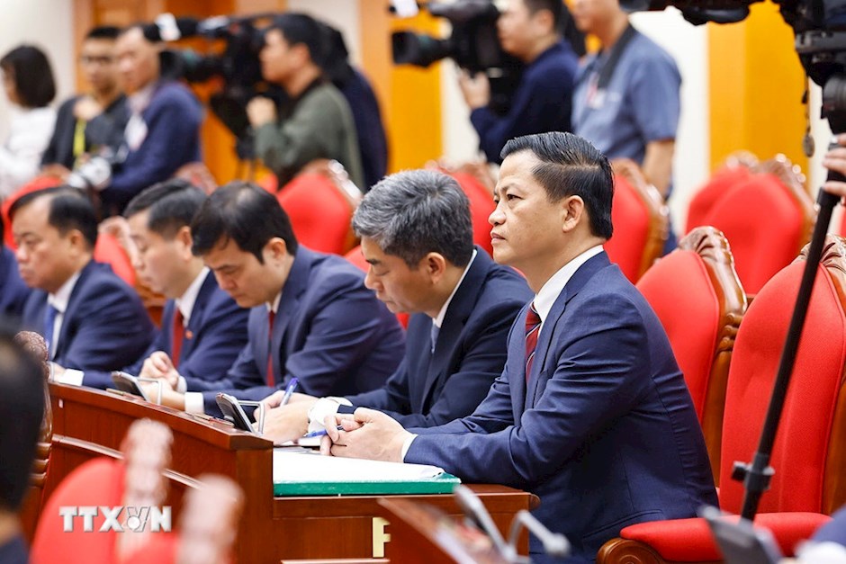 C&aacute;c đại biểu dự khai mạc Hội nghị lần thứ 15 Ban Chấp h&agrave;nh Trung ương Đảng kh&oacute;a XIII. (Ảnh: TTXVN)