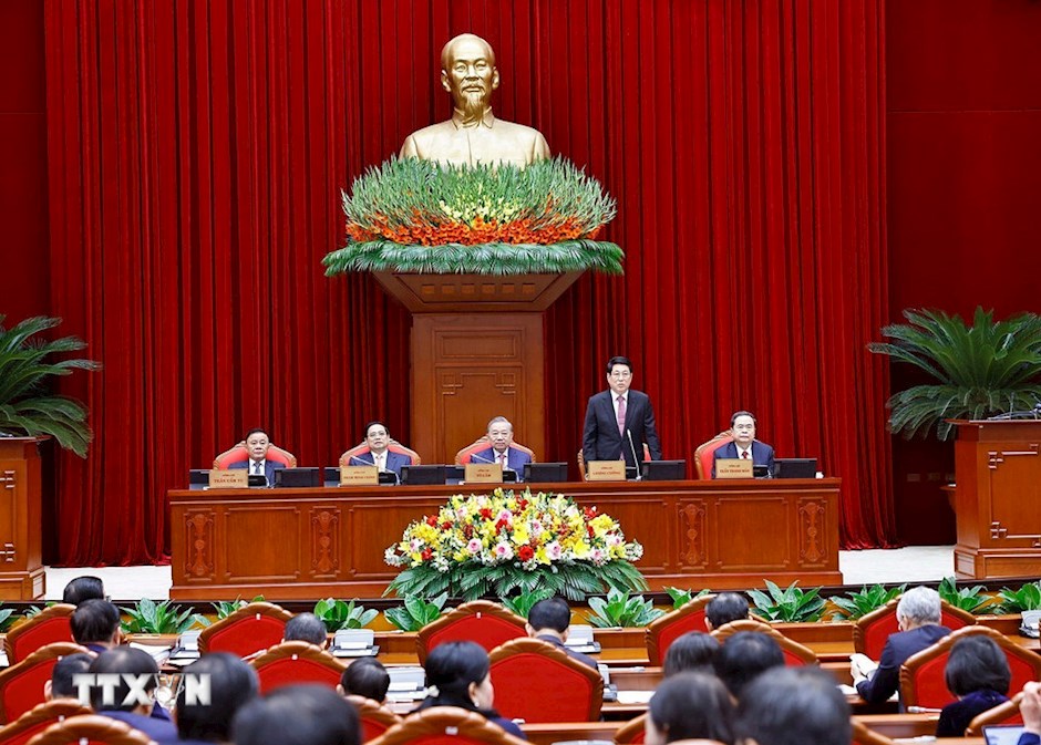 Đồng ch&iacute; Lương Cường, Ủy vi&ecirc;n Bộ Ch&iacute;nh trị, Chủ tịch nước ph&aacute;t biểu. (Ảnh: TTXVN)