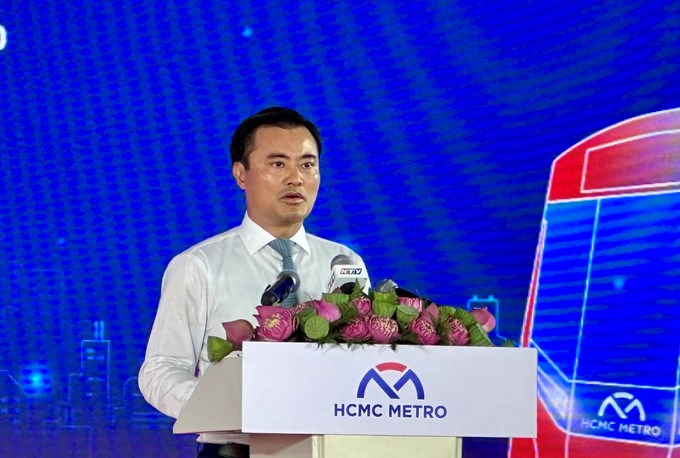 Ph&oacute; Chủ tịch UBND TPHCM B&ugrave;i Xu&acirc;n Cường ph&aacute;t biểu tại buổi lễ khởi c&ocirc;ng. (Ảnh: SGGP)