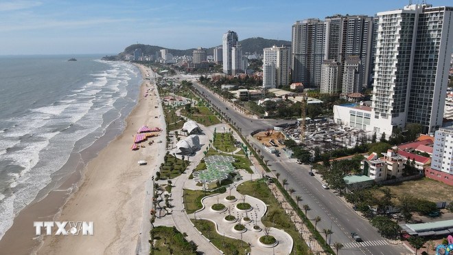 Toàn cảnh dự án chỉnh trang trục đường Thùy Vân, Vũng Tàu. (Ảnh: TTXVN)