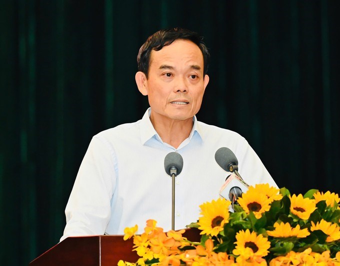 B&iacute; thư Th&agrave;nh ủy TPHCM Trần Lưu Quang ph&aacute;t biểu chỉ đạo. (Ảnh: SGGP)