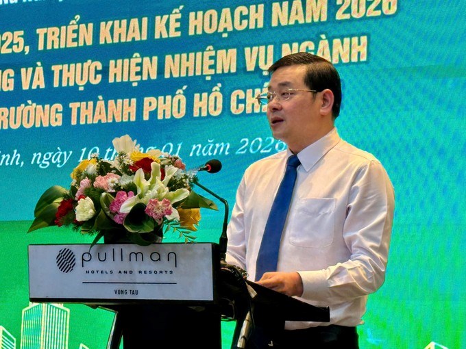 &Ocirc;ng Nguyễn To&agrave;n Thắng, Gi&aacute;m đốc Sở NN-MT TPHCM ph&aacute;t biểu tại hội nghị. (Ảnh: SGGP)