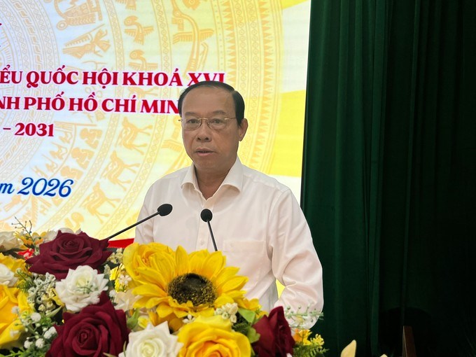 Đồng chí Nguyễn Văn Thọ trình bày chương trình hành động tại hội nghị