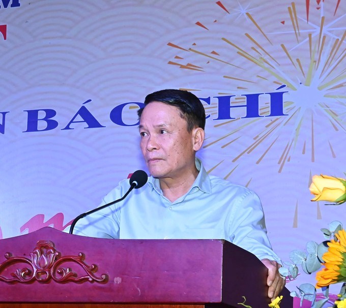 Nh&agrave; b&aacute;o Nguyễn Đức Lợi, Ph&oacute; Chủ tịch Thường trực Hội Nh&agrave; b&aacute;o Việt Nam ph&aacute;t biểu. (Ảnh: SGGP)