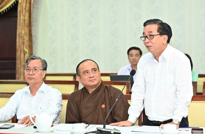 Đại diện cơ quan b&aacute;o ch&iacute; v&agrave; xuất bản ph&aacute;t biểu tại hội nghị. (Ảnh: SGGP)