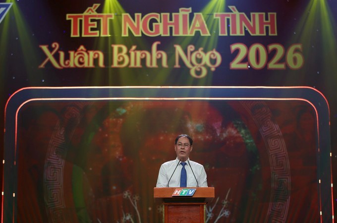 Ph&oacute; Chủ tịch UBMTTQ Việt Nam TPHCM, Chủ tịch Hội N&ocirc;ng d&acirc;n TPHCM Nguyễn Th&agrave;nh Trung ph&aacute;t biểu trong chương tr&igrave;nh 