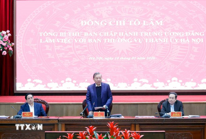 Tổng B&iacute; thư T&ocirc; L&acirc;m ph&aacute;t biểu. (Ảnh: TTXVN)
