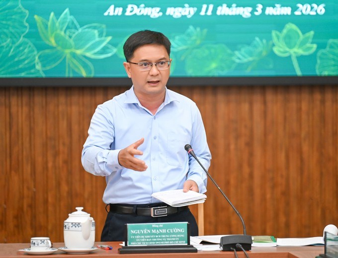 Phó Chủ tịch UBND TPHCM Nguyễn Mạnh Cường phát biểu kết luận tại buổi làm việc