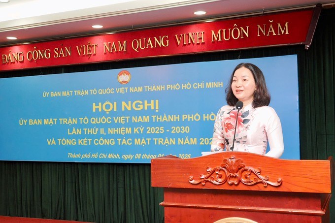 Đồng ch&iacute; Trương Thị B&iacute;ch Hạnh ph&aacute;t biểu khai mạc. (Ảnh: SGGP)