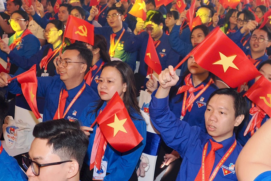 C&aacute;c đo&agrave;n vi&ecirc;n thanh ni&ecirc;n ưu t&uacute; về dự đại hội. (Ảnh: SGGP)