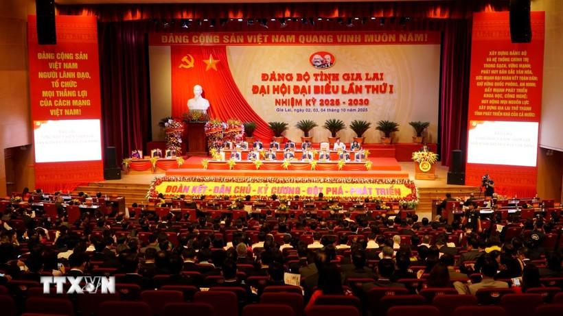 Lễ bế mạc Đại hội đại biểu Đảng bộ tỉnh Gia Lai lần thứ nhất, nhiệm kỳ 2025-2030. (Ảnh: Đình Quân/TTXVN)