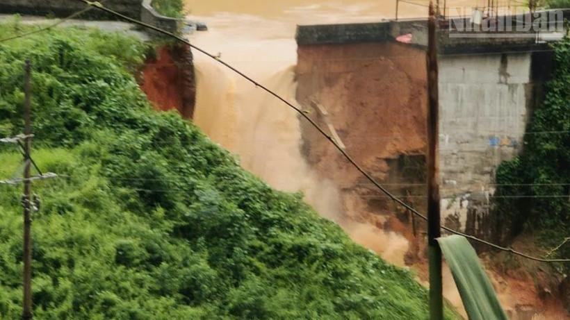 Đoạn vỡ của đập thuỷ điện Bắc Khê, tỉnh Lạng Sơn. (Ảnh: Sở Nông nghiệp và Môi trường tỉnh Lạng Sơn)