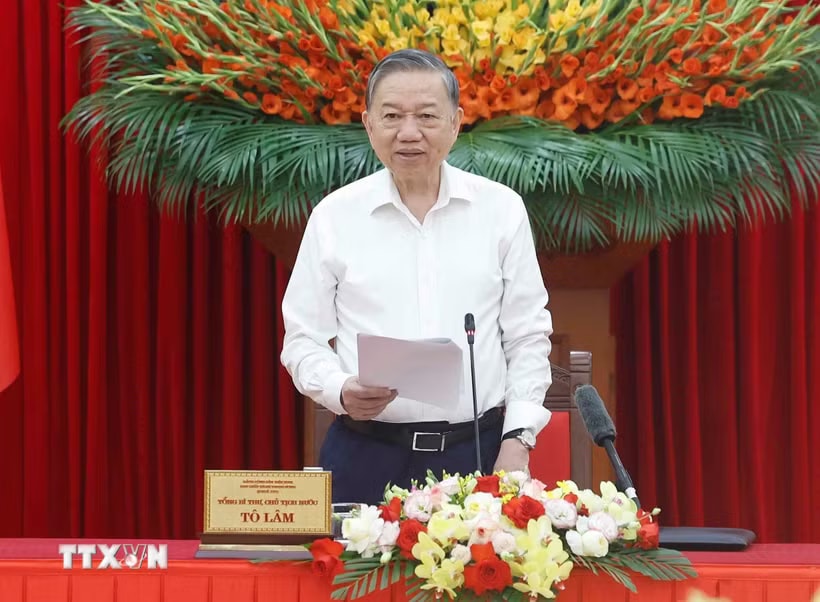 Tổng Bí thư, Chủ tịch nước Tô Lâm, Trưởng Ban Chỉ đạo phát biểu. (Ảnh: Thống Nhất/TTXVN)