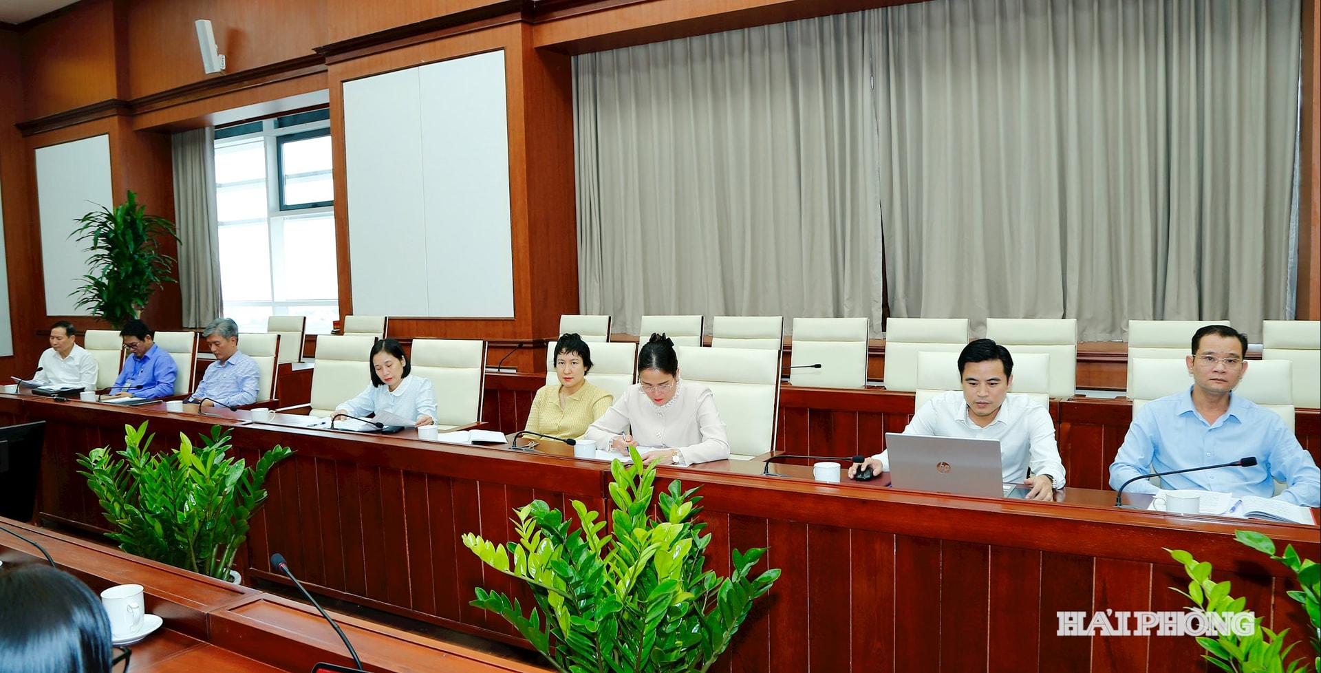 Các đại biểu dự hội nghị tại điểm cầu thành phố Hải Phòng.