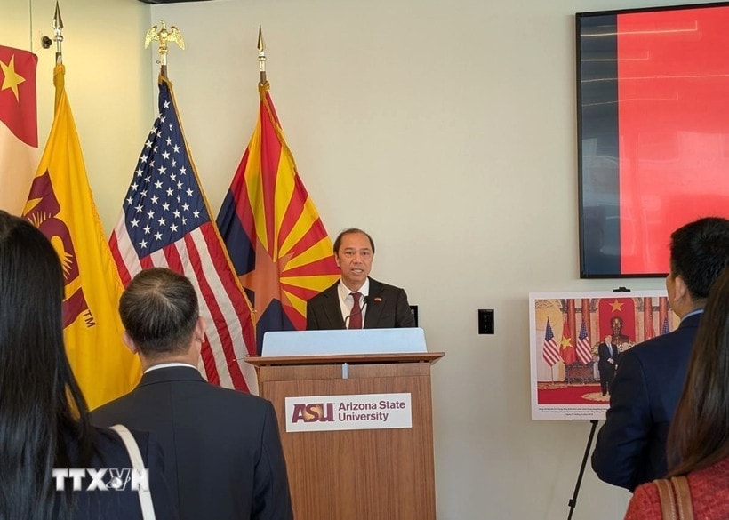 Đại sứ Việt Nam tại Mỹ Nguyễn Quốc Dũng. (Ảnh: TTXVN ph&aacute;t)