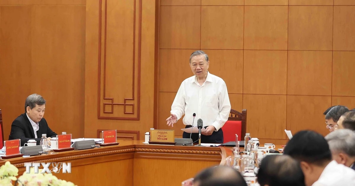 Tổng Bí thư Tô Lâm, Trưởng Ban Chỉ đạo Trung ương về phòng, chống tham nhũng, lãng phí, tiêu cực phát biểu. (Ảnh: An Đăng/TTXVN)