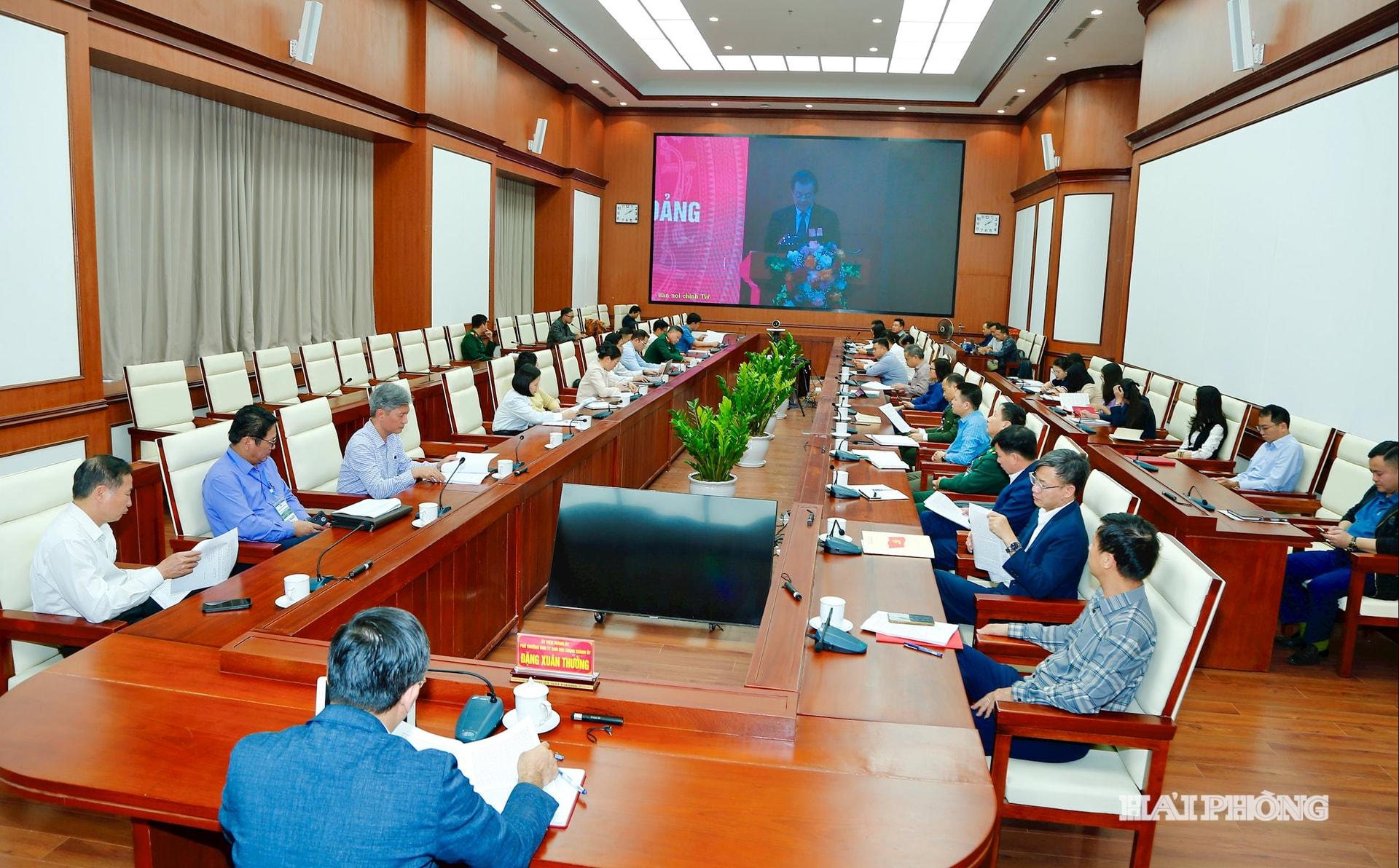 Quang cảnh hội nghị tại điểm cầu thành phố Hải Phòng.