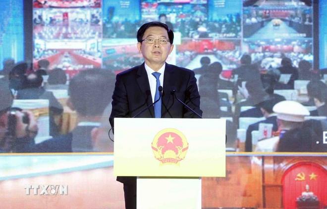 Phó Thủ tướng Hồ Quốc Dũng, Chủ tịch Hội đồng phối hợp phổ biến giáo dục pháp luật Trung ương, phát biểu khai mạc. (Ảnh: Phạm Kiên/TTXVN) ttxvn-ho-quoc-dung.jpg