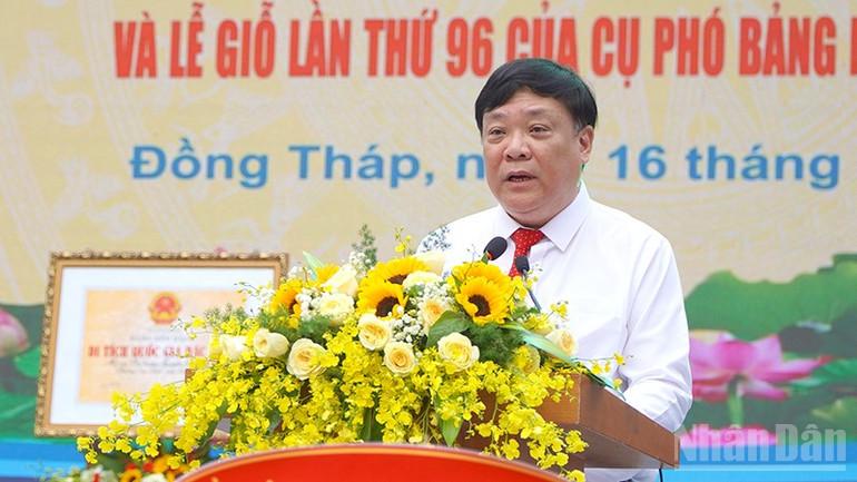 Chủ tịch Ủy ban nhân dân tỉnh Đồng Tháp Phạm Thành Ngại phát biểu tại buổi lễ. ndo_br_nss4.jpg