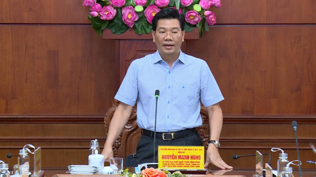 Phó Bí thư Thường trực Tỉnh ủy, Chủ tịch HĐND tỉnh Nguyễn Mạnh Hùng, Tổ trưởng Tổ công tác kết luận cuộc họp