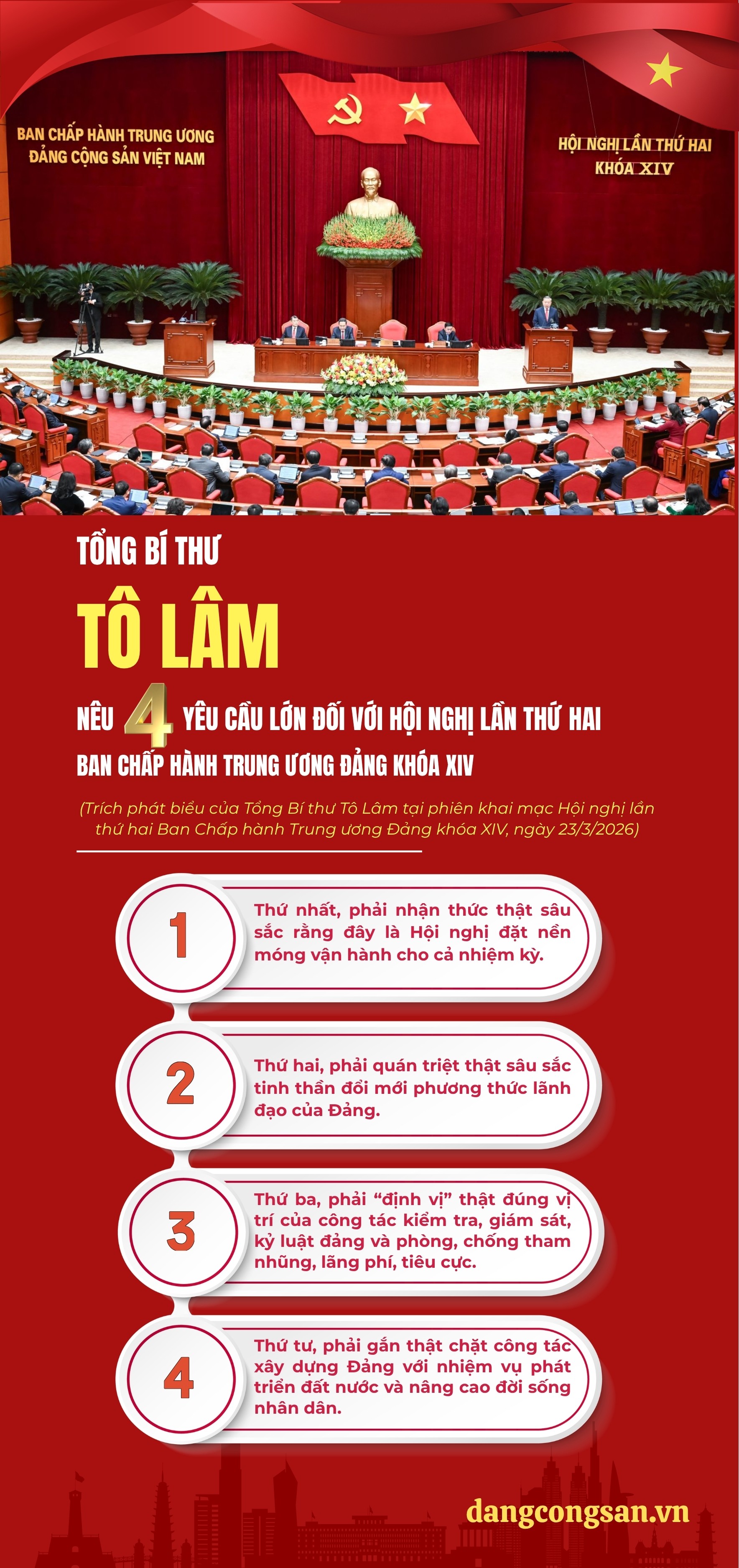 Tổng Bí thư Tô Lâm nêu 4 yêu cầu lớn đối với Hội nghị Trung ương lần thứ hai