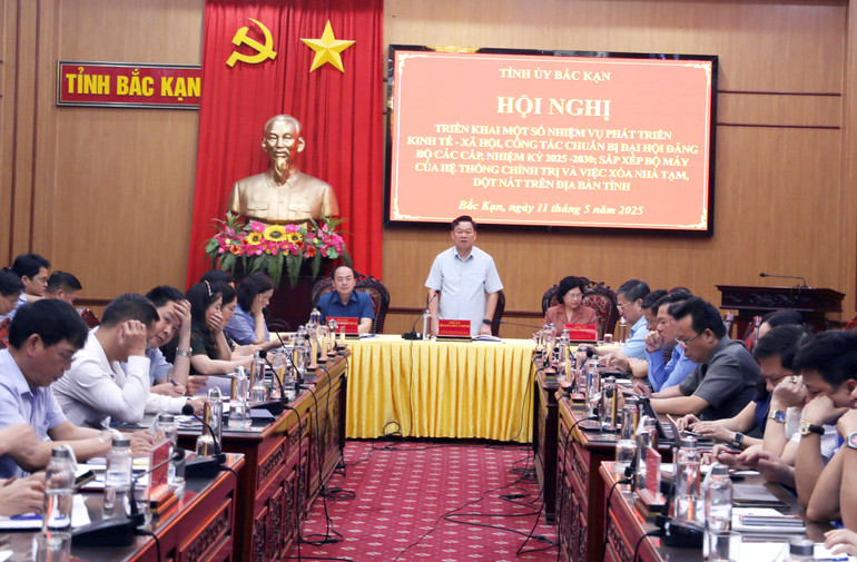 Đồng chí Hoàng Duy Chinh, Ủy viên BCH Trung ương Đảng, Bí thư Tỉnh ủy, Trưởng đoàn ĐBQH tỉnh Bắc Kạn phát biểu tại Hội nghị. img-8673.jpg